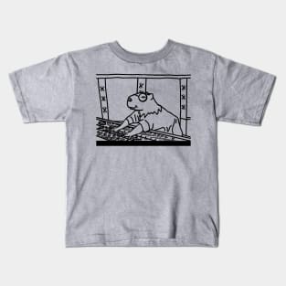 Music Producer Capybara Line Drawing Kids T-Shirt